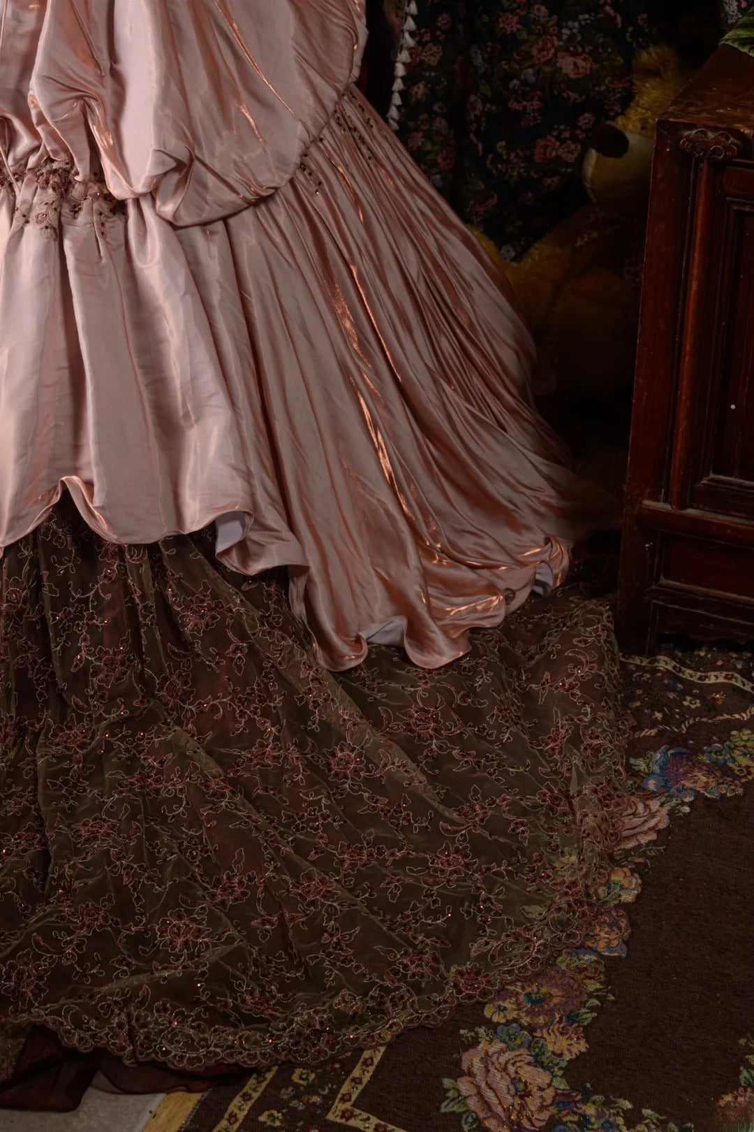 Regal Ball Gown Formal Events Strapless Blush Pink With 3D Beading Lace Quince Dress Long Quinceanera Dresses Birthday Outfits RB8547