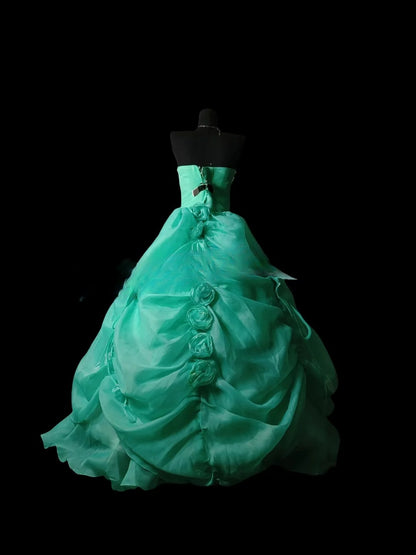 Cute Sweet 16 Dress Sweetheart Green Organza Tiered Ruffled Ball Gown Sweet Sixteen Dress RC0018