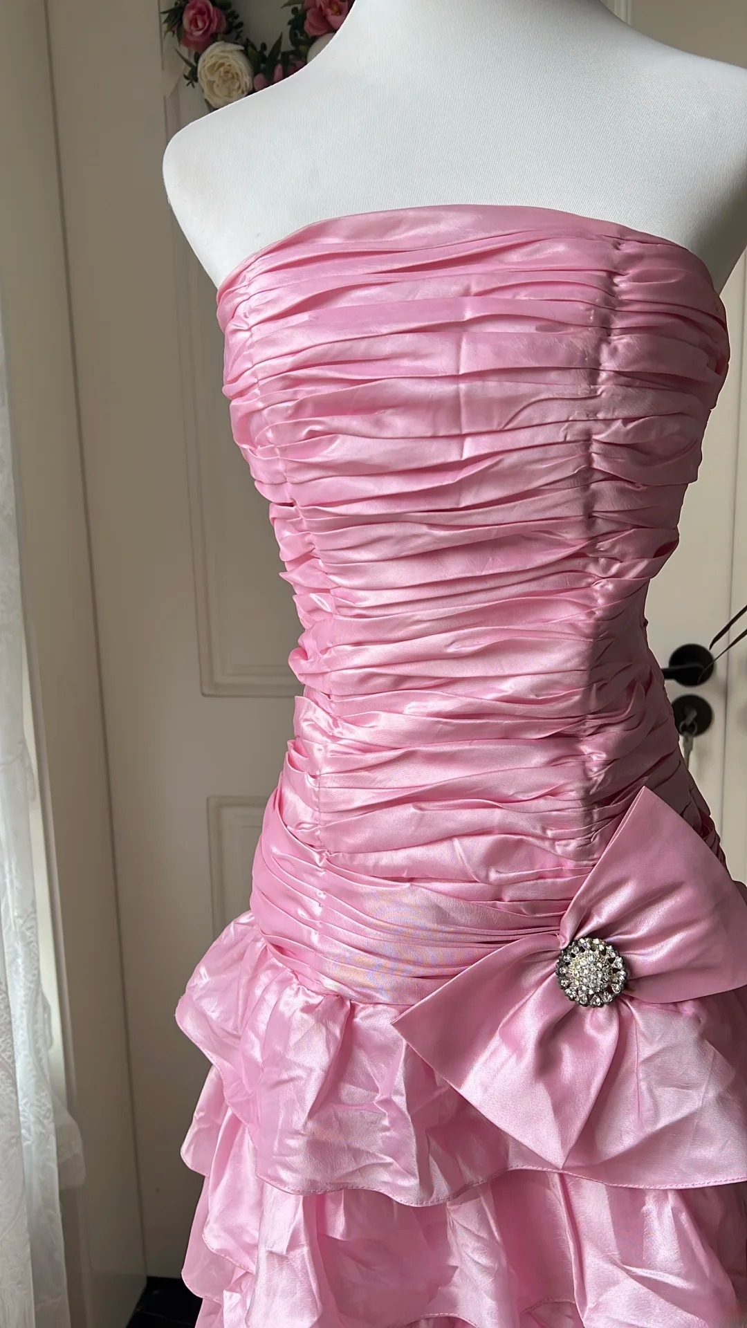 Hoco Dress Sheath Strapless Pink Satin Knee Length Homecoming 17th Birthday Party Dress RC0645