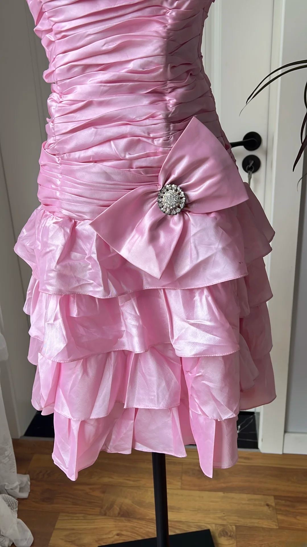 Hoco Dress Sheath Strapless Pink Satin Knee Length Homecoming 17th Birthday Party Dress RC0645
