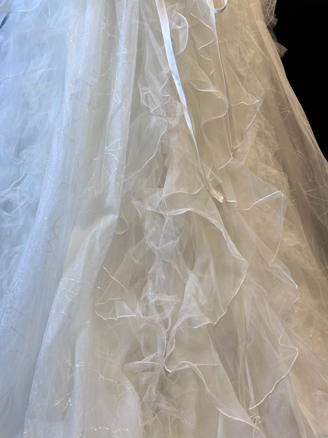 Modest Prom Dresses Ball Gown 2 Pieces White Tulle With Ruffled Layers Night Evening Formal Outfits RB6154