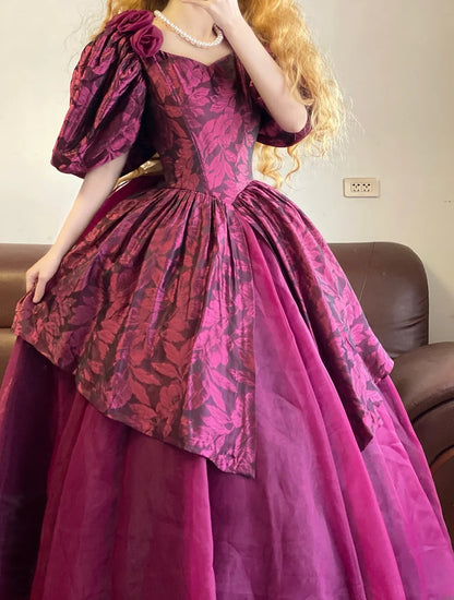 Ball Gown Sweetheart Fuchsia With Floral Sweet 16 Dress Sweet Sixteen Princess Dress RB9369