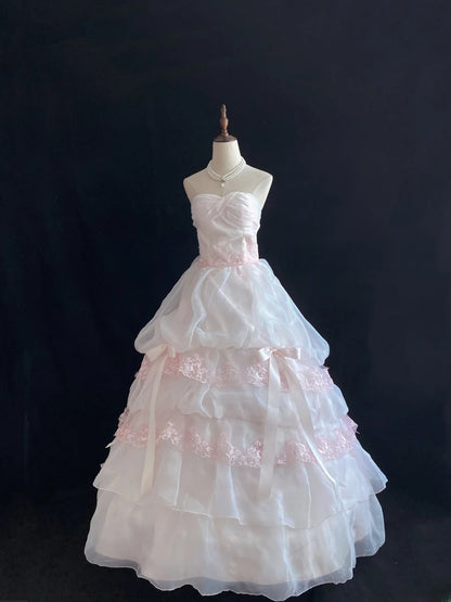 Sweet Ball Gowns Sweetheart Light Pink Poofy Long With Lace Appliqued Quince Dress inspo Quinceanera Dresses Vestidos De 16 anos RB7770
