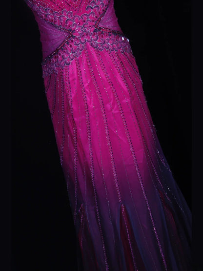 Vintage 2000s Mermaid Spaghetti Straps Hot Pink Tulle Beaded Bodice Plus Size Long Prom Dresses Impress 21th Birthday Outfits Prom Gown AS320