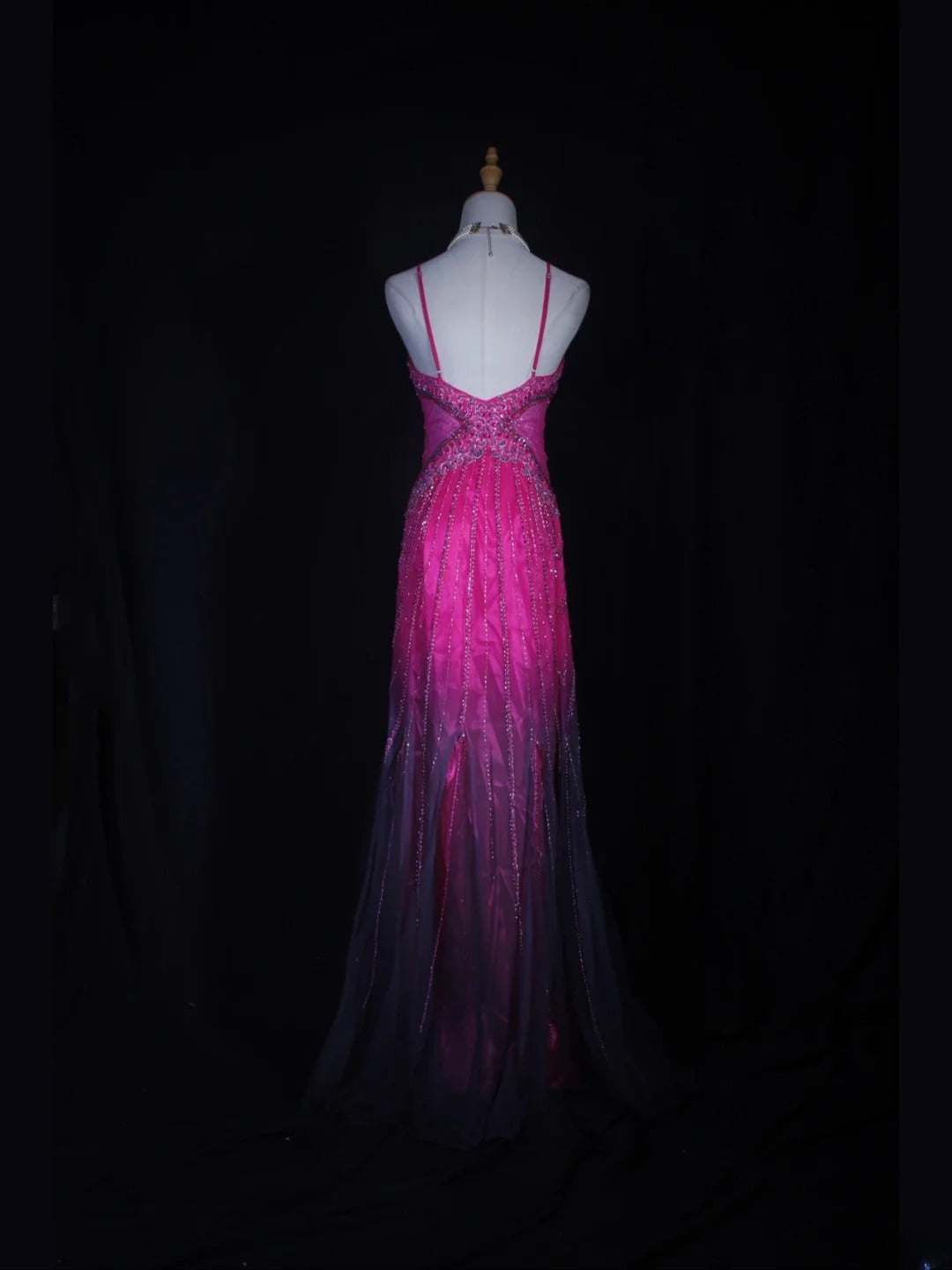 Vintage 2000s Mermaid Spaghetti Straps Hot Pink Tulle Beaded Bodice Plus Size Long Prom Dresses Impress 21th Birthday Outfits Prom Gown AS320