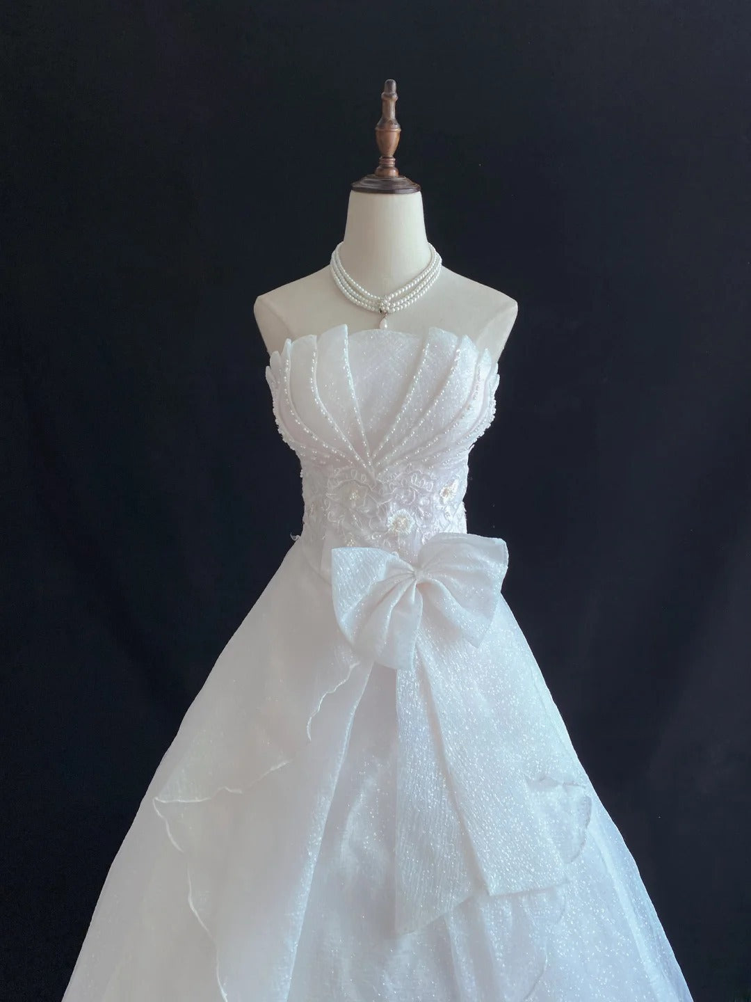 Sweet Ball Gowns Strapless White Poofy Long With Pearls Quince Dress inspo Quinceanera Dresses Vestidos De 16 anos RB7774