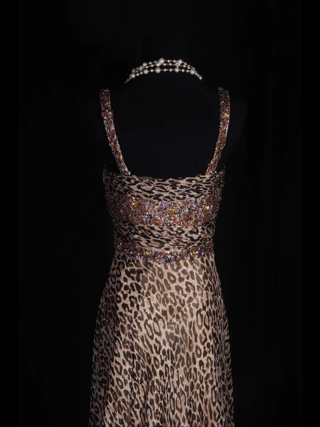 Vintage 2000s A Line Spaghetti Straps Leopard Print Beaded Bodice Plus Size Long Prom Dresses Impress 21th Birthday Outfits Prom Gown AS328