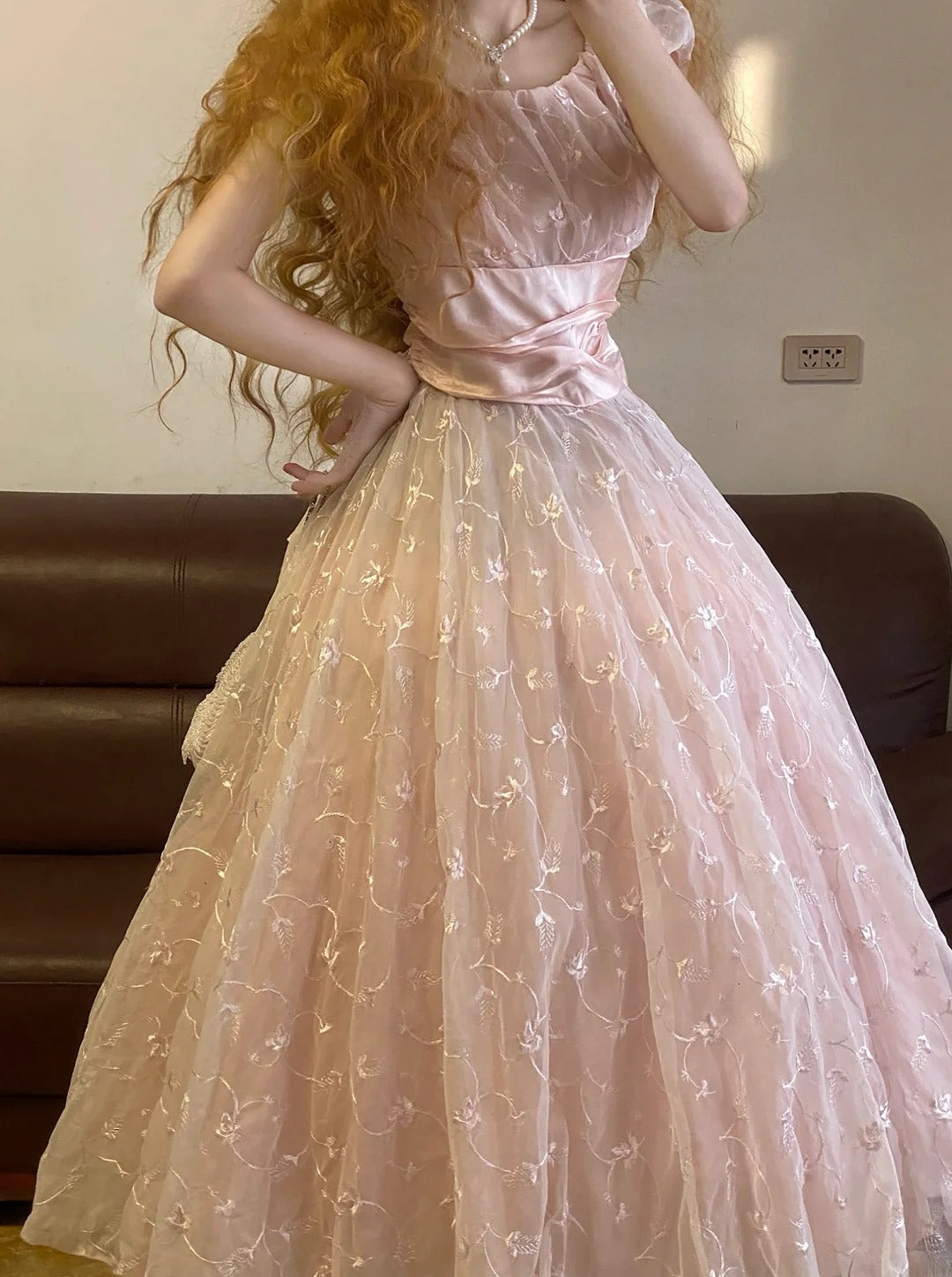 Prom Dress Elegant Ball Gown Square Neck Pink With Lace Formal Evening Gown for Graduation Party RB9377