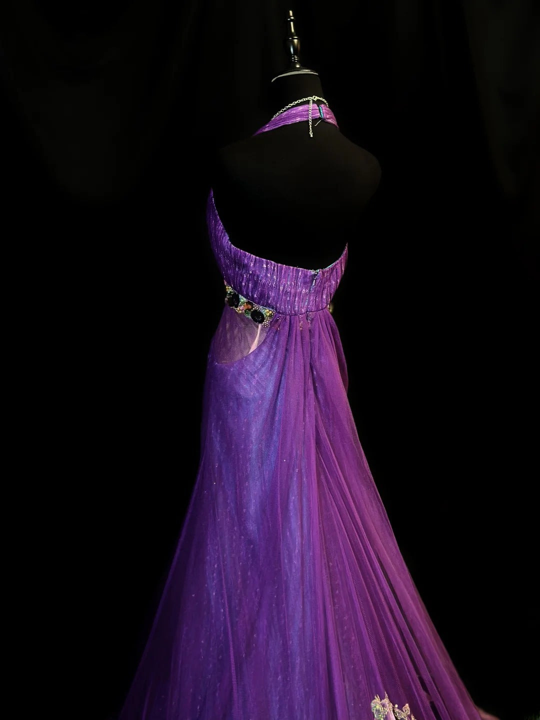 Vintage Prom Dresses Mermaid Halter Purple Tulle With Appliqued 1950s Retro Classy Long Party Gown Formal Outfits RB6166
