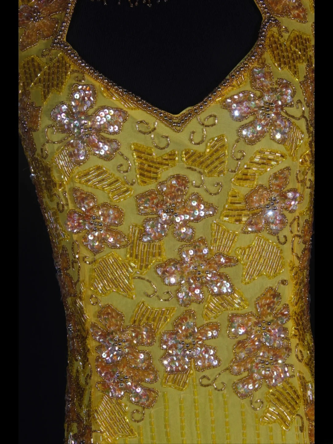 Retro 60s Sheath High Neck Yellow Chiffon With Gem Beads Prom Dresses Inspo 22th Birthday Outfit Formal Gown AS330