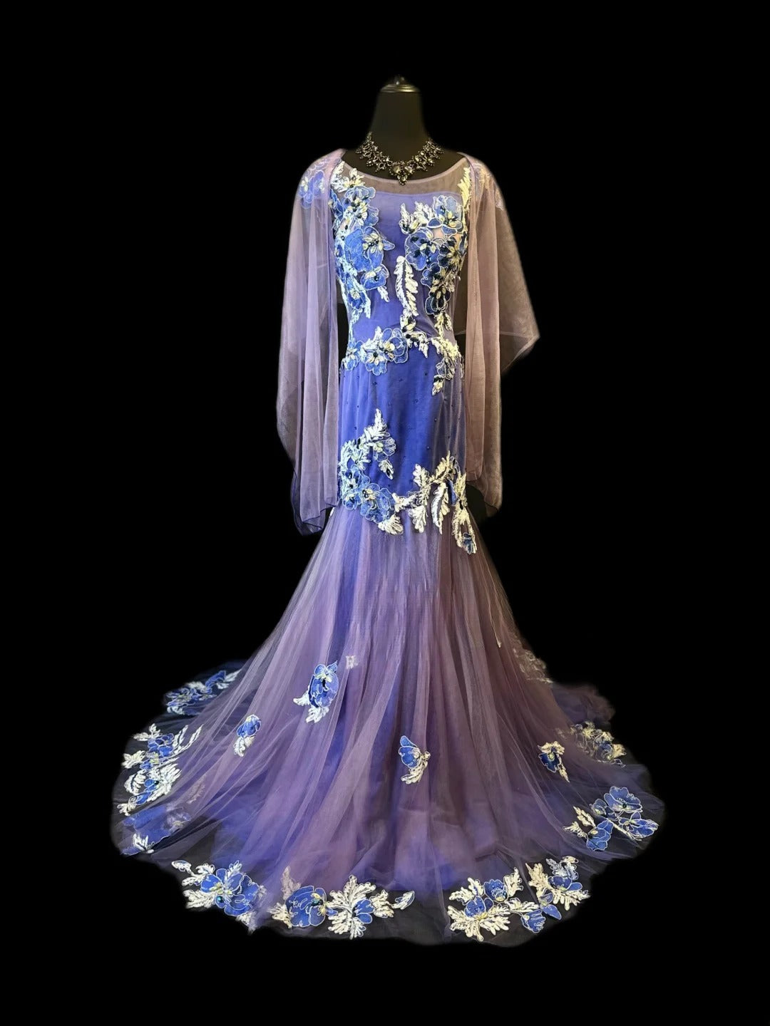 Vintage Prom Dresses Mermaid Scoop Purple Tulle With Appliqued 1950s Retro Classy Long Party Formal Outfits RB6168