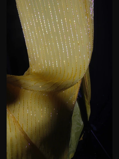 Retro 60s Sheath High Neck Yellow Chiffon With Gem Beads Prom Dresses Inspo 22th Birthday Outfit Formal Gown AS330