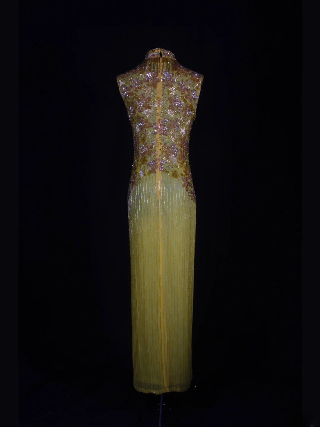 Retro 60s Sheath High Neck Yellow Chiffon With Gem Beads Prom Dresses Inspo 22th Birthday Outfit Formal Gown AS330