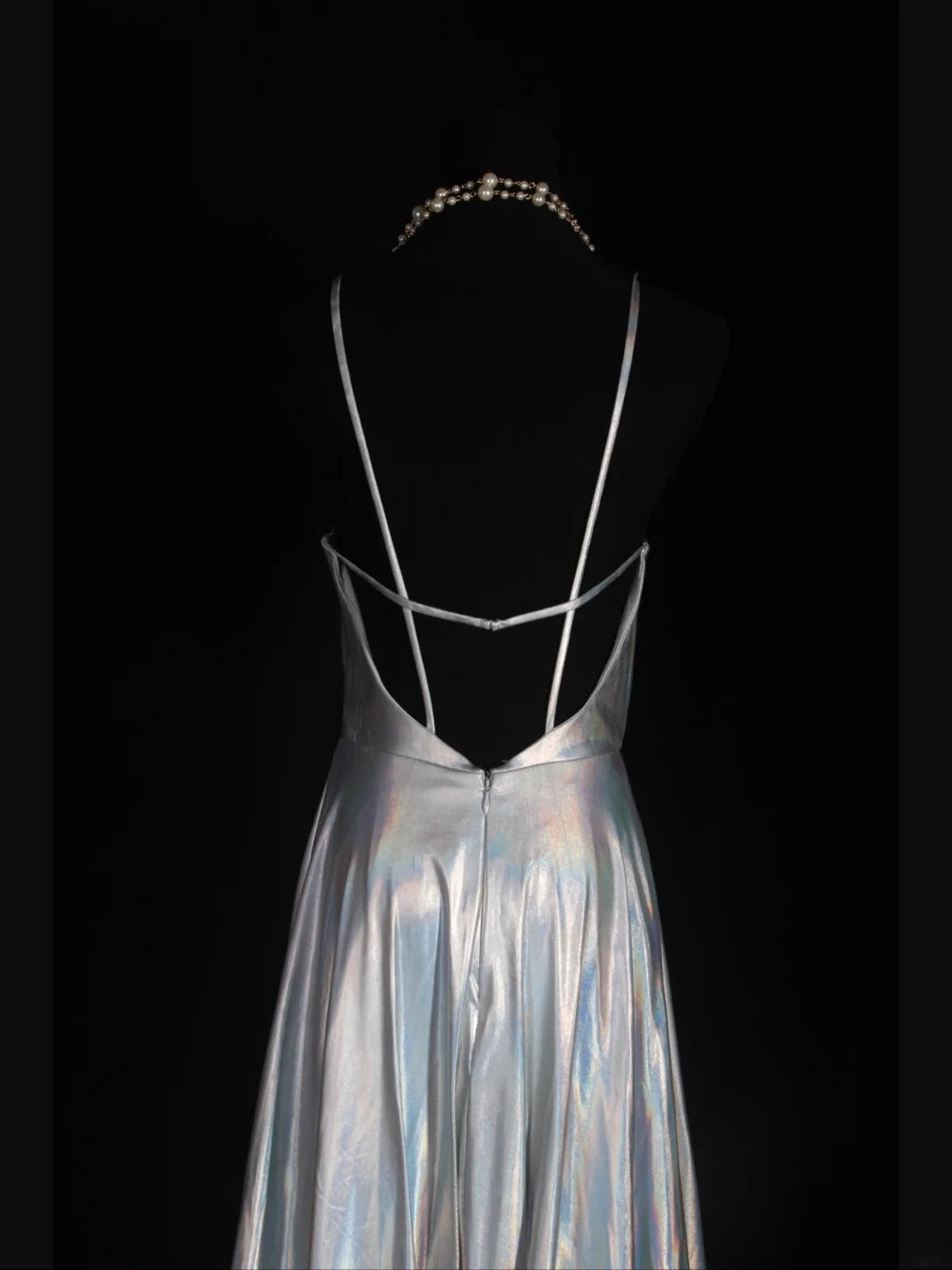 Vintage 2000s A Line Spaghetti Straps Silver Gray Backless Plus Size With Slit Long Prom Dresses Impress 21th Birthday Outfits Prom Gown AS332