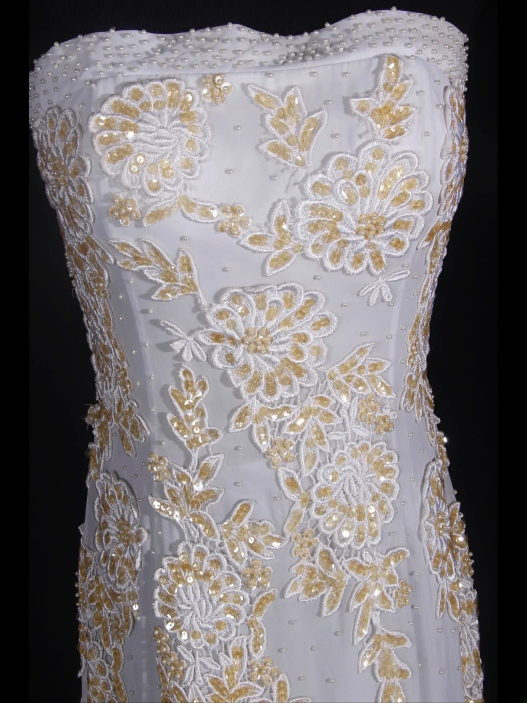 Vintage Mermaid Strapless White 1970s With Appliqued Beads Bodice Long Prom Dresses Inspo 16th Birthday Outfit Formal Gown AS333