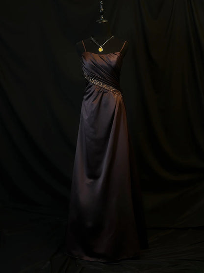 Vintage Prom Dresses Mermaid Spaghetti Strap Satin With Beading 1950s Retro Classy Long Party Formal Outfits RB6170