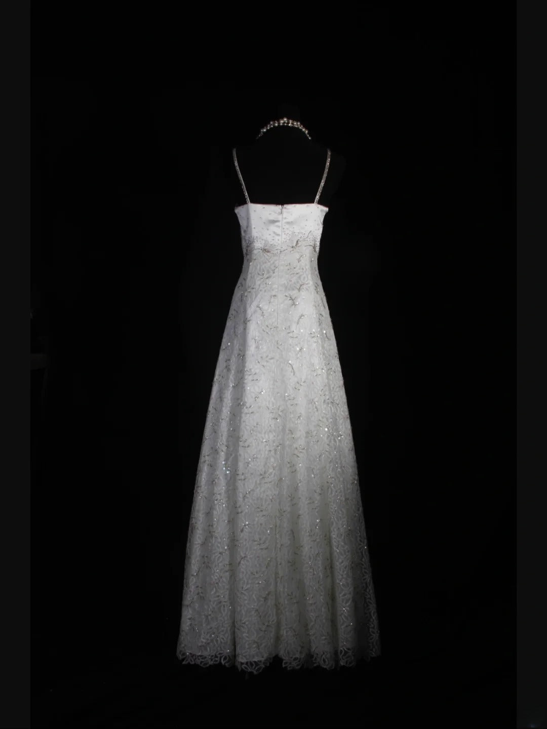 Retro 1950s Wedding Dresses for Bride A line Spagehtti Straps With Silver Beads Lace Petite/Plus Size Bridal Gowns Civil Wedding for Beach Wedding AS335