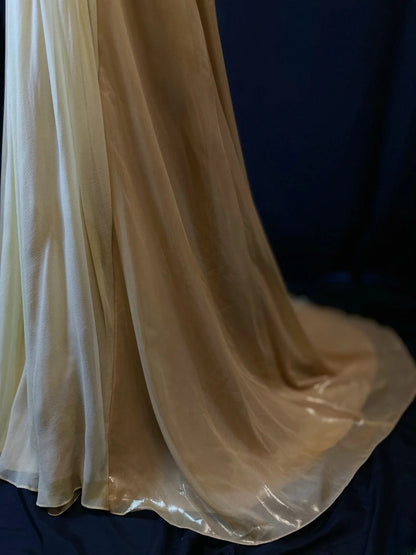 Vintage Prom Dresses Mermaid Spaghetti Strap Champagne Chiffon With Beading Long Party Gown Formal Outfits RB6172