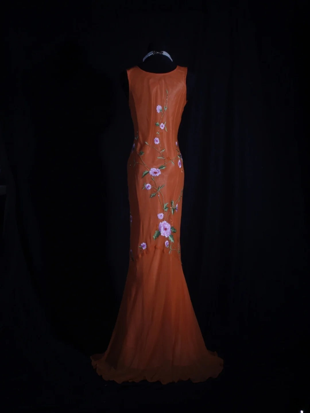 Retro 60s Mermaid Cowl Organge Chiffon With Embroidery Beads Prom Dresses Inspo 22th Birthday Outfit Formal Gown AS337