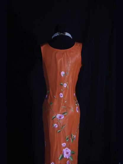 Retro 60s Mermaid Cowl Organge Chiffon With Embroidery Beads Prom Dresses Inspo 22th Birthday Outfit Formal Gown AS337