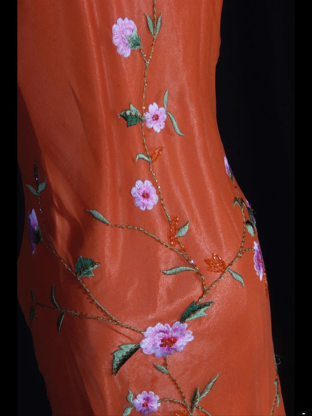 Retro 60s Mermaid Cowl Organge Chiffon With Embroidery Beads Prom Dresses Inspo 22th Birthday Outfit Formal Gown AS337