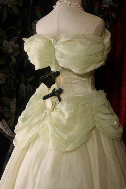 Vintage Ball Gown Formal Events Off The Shoulder Sage Green With 3D Flowers Quince Dress Quinceanera Dresses Birthday Outfits RB8566