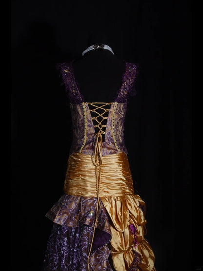 Vintage Mermaid Square Neck Gold 1970s With Appliqued Beads Bodice Long Prom Dresses Inspo 19th Birthday Outfit Formal Gown AS338