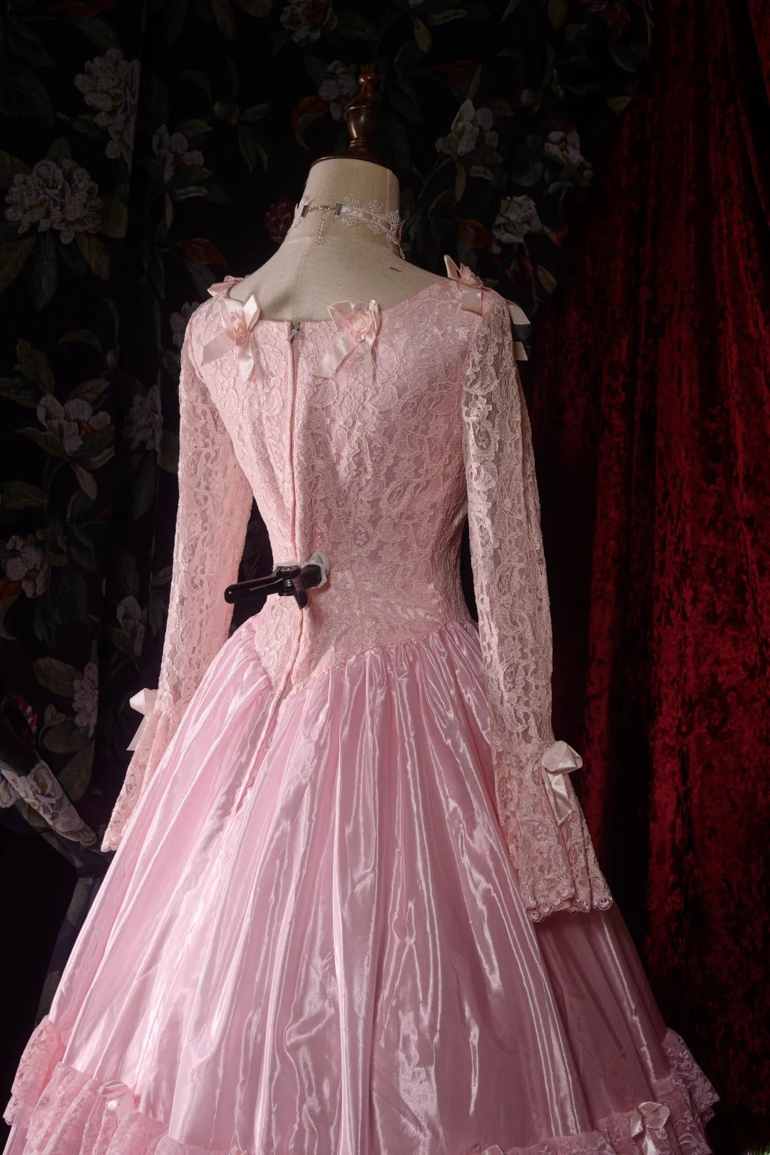 Timeless Ball Gown Formal Events Square Lace Pink With Long Sleeves Quince Dress Quinceanera Dresses Birthday Outfits RB8567