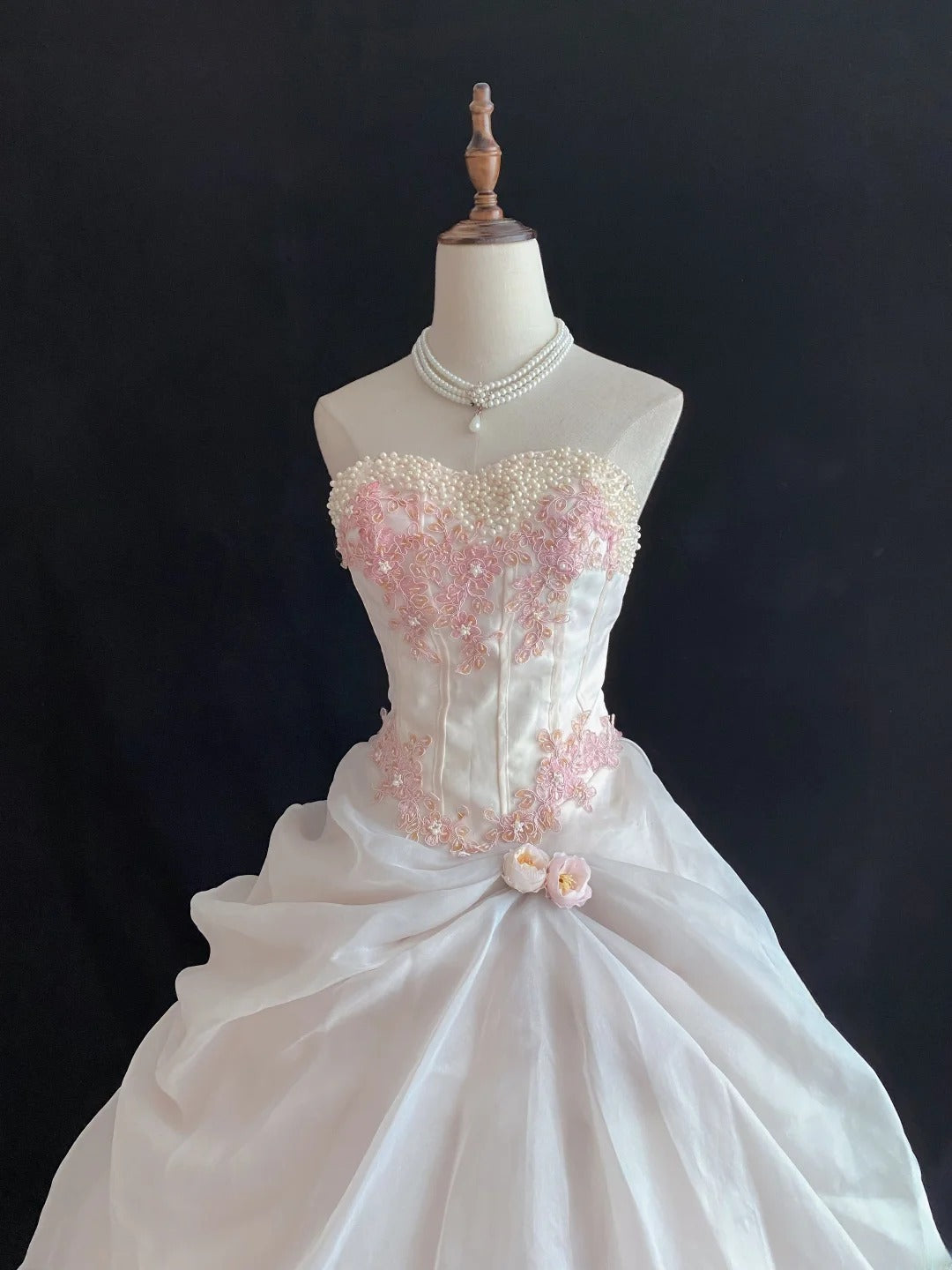 Dream Ball Gown Sweetheart Light Pink Lace Poofy Long With Pearls Quince Dress inspo Quinceanera Dresses Sweet 15 16 Outfits RB7791