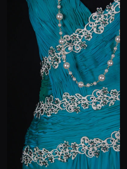 Vintage 2000s Mermaid Spaghetti Straps Chiffon Appliques Plus Size With Lace Long Prom Dresses Impress 21th Birthday Outfits Prom Gown AS342