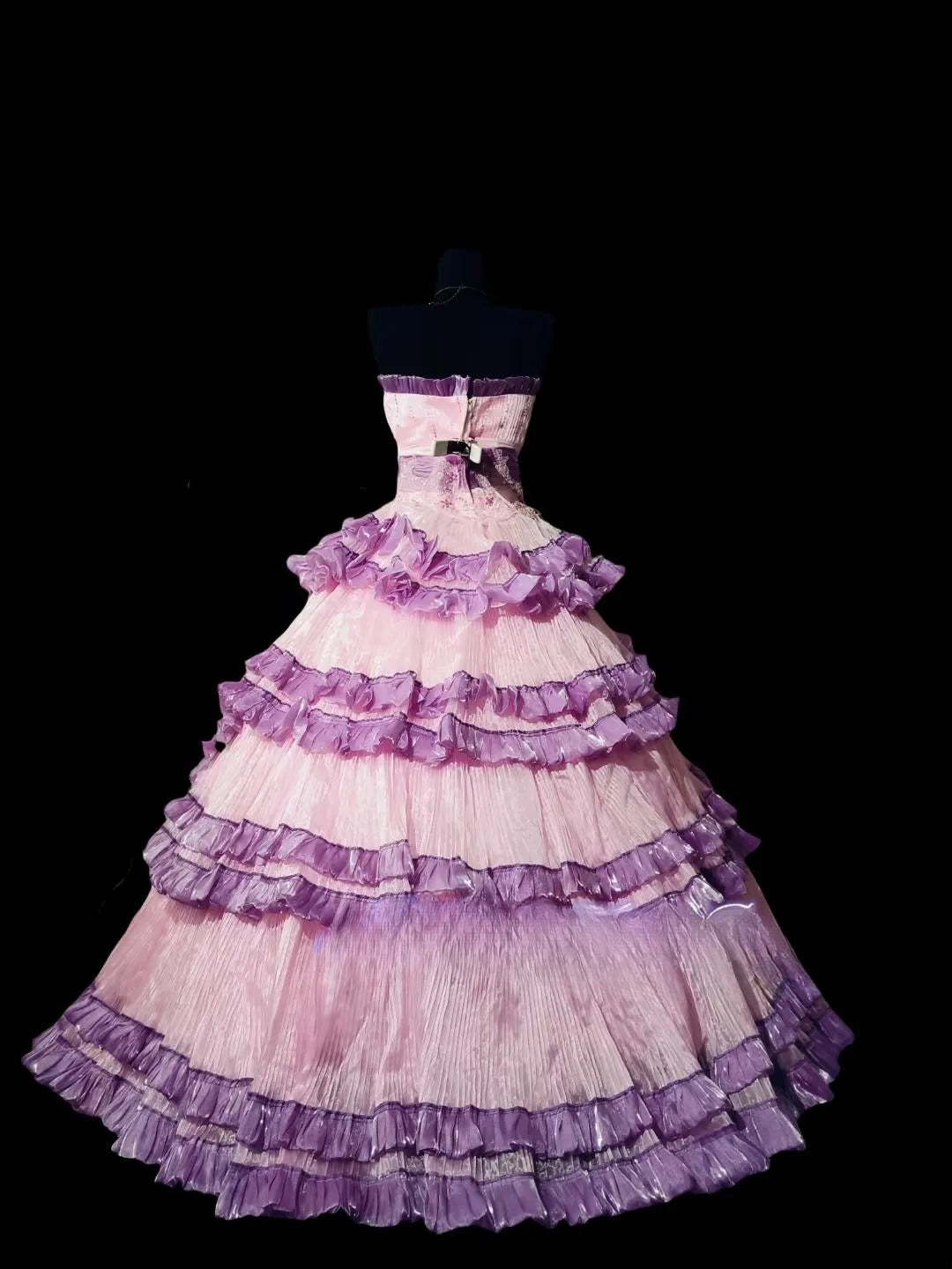Grape Pink Tiered Layers Strapless Sweet 16 Dress Ball Gown Sweet Sixteen Dresses RC0051