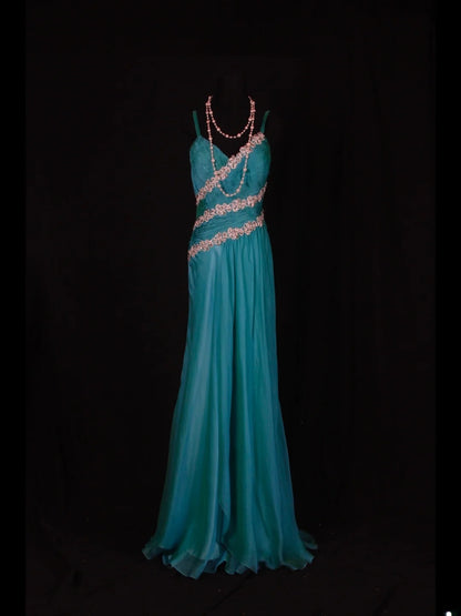 Vintage 2000s Mermaid Spaghetti Straps Chiffon Appliques Plus Size With Lace Long Prom Dresses Impress 21th Birthday Outfits Prom Gown AS342