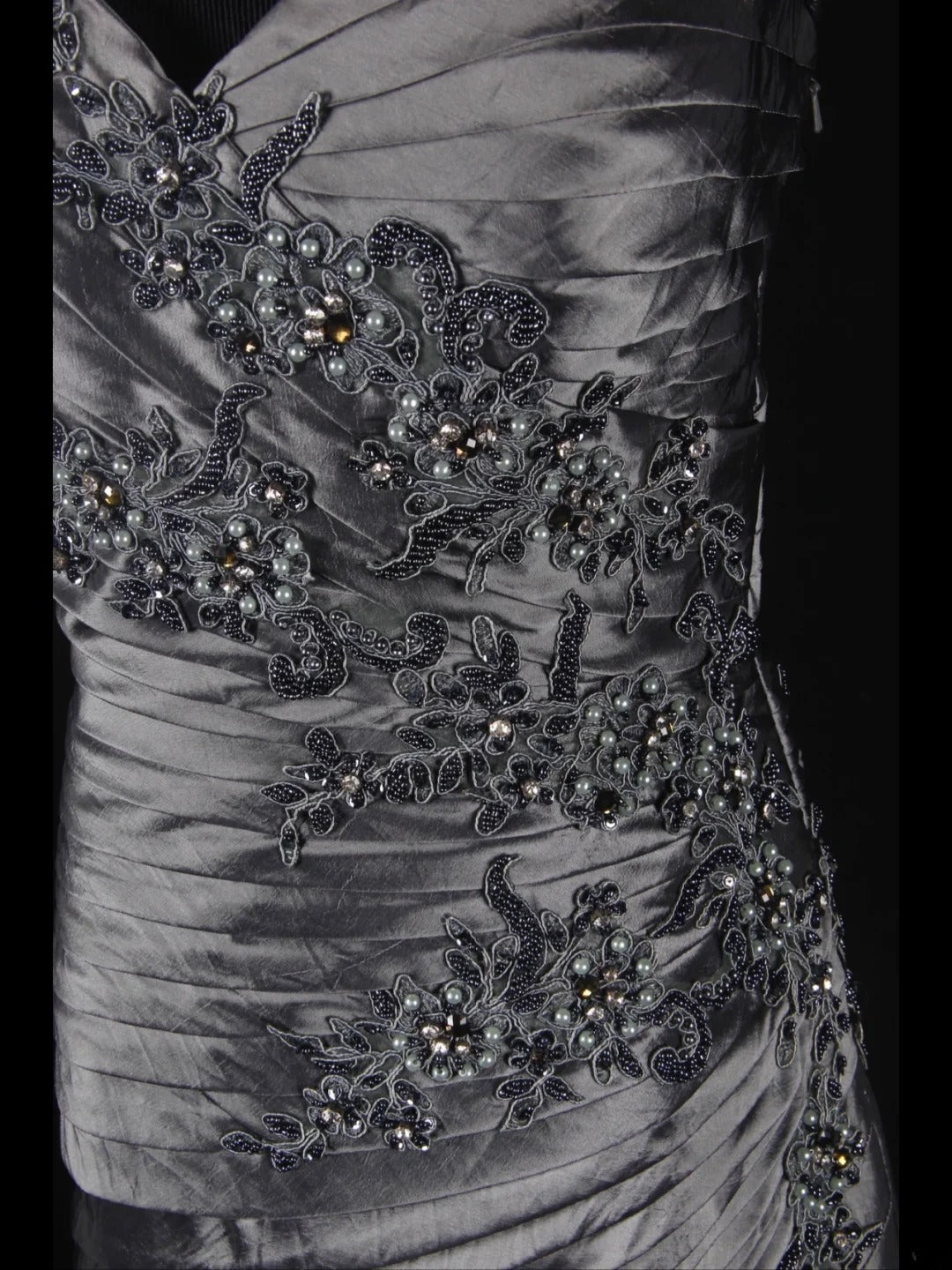 Vintage Mermaid One Shoulder Gray 1970s With Appliqued Beads Bodice Long Prom Dresses Inspo 19th Birthday Outfit Formal Gown AS344