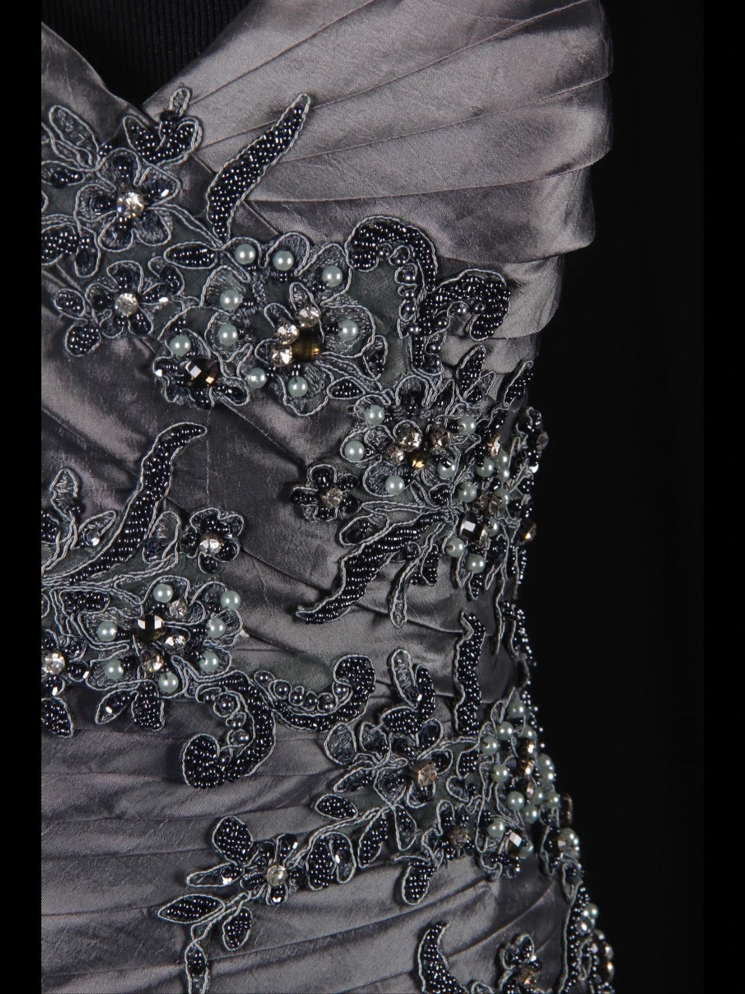 Vintage Mermaid One Shoulder Gray 1970s With Appliqued Beads Bodice Long Prom Dresses Inspo 19th Birthday Outfit Formal Gown AS344
