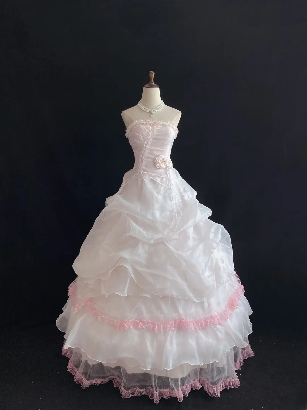Elegant Ball Gown Strapless Light Pink Poofy Long With Appliqued Quince Dress inspo Quinceanera Dresses Sweet 15 16 Outfits RB7799