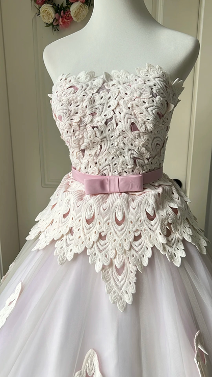 Pretty Sweet 16 Dress Long Strapless Lilac With Lace Ball Gown Sweet Sixteen Party Birthday Dresses RC0668