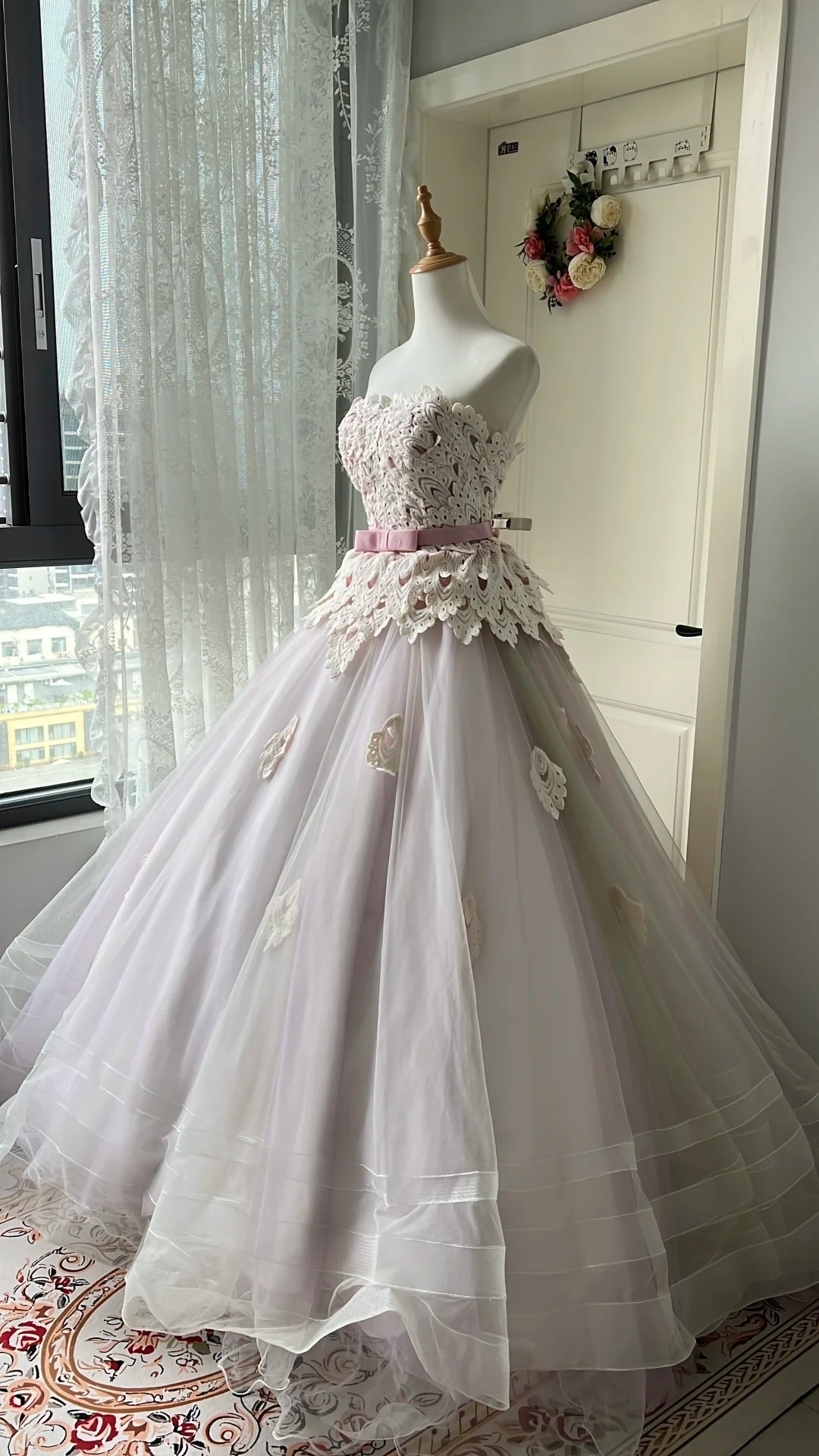 Pretty Sweet 16 Dress Long Strapless Lilac With Lace Ball Gown Sweet Sixteen Party Birthday Dresses RC0668