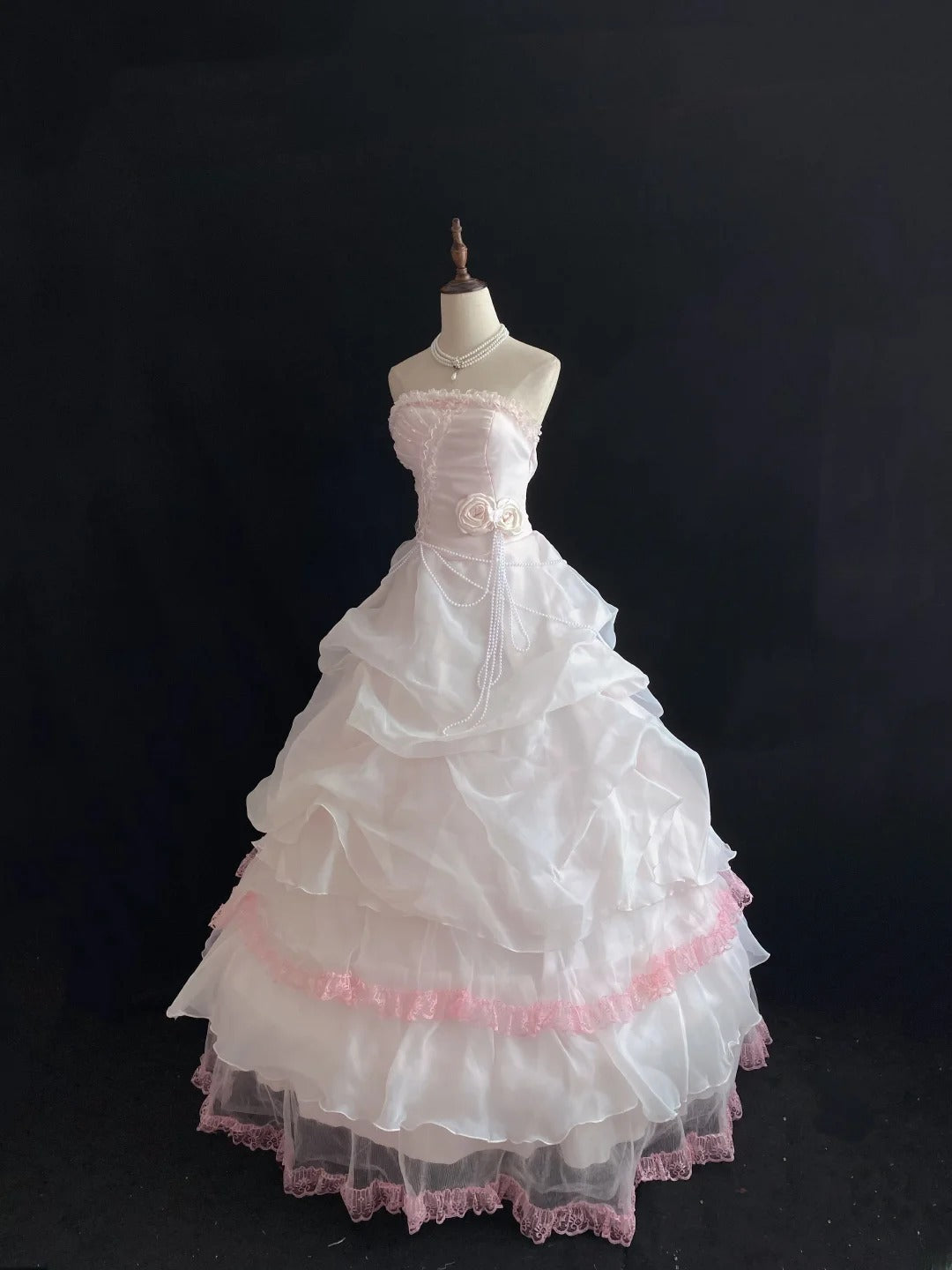 Elegant Ball Gown Strapless Light Pink Poofy Long With Appliqued Quince Dress inspo Quinceanera Dresses Sweet 15 16 Outfits RB7799