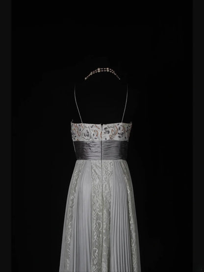 Vintage 2000s A Line Spaghetti Straps Chiffon Beads Plus Size With Lace Ankle Length Prom Dresses Impress 21th Birthday Outfits Party Gown AS346