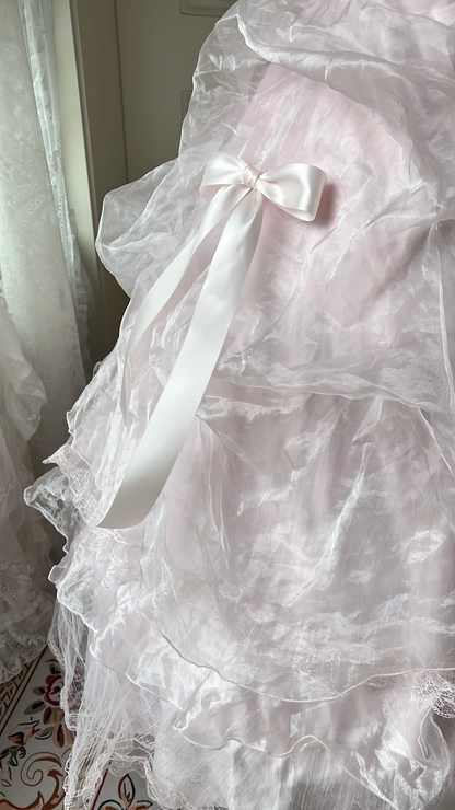 Sweet 15 Quinceanera Dress Ball Gown Strapless Pink Tulle With Tiered Layers Long 16th Birthday Outfits RC0669