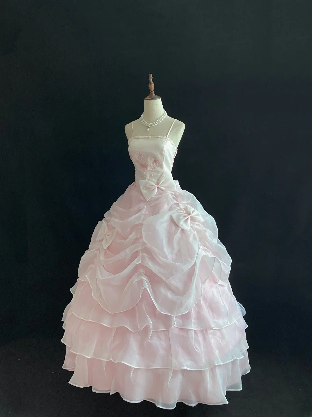 Elegant Ball Gown Straps Light Pink Poofy Long With Appliqued Lace Quince Dress inspo Quinceanera Dresses Sweet 15 16 Outfits RB7800