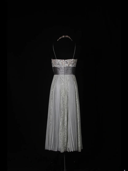 Vintage 2000s A Line Spaghetti Straps Chiffon Beads Plus Size With Lace Ankle Length Prom Dresses Impress 21th Birthday Outfits Party Gown AS346
