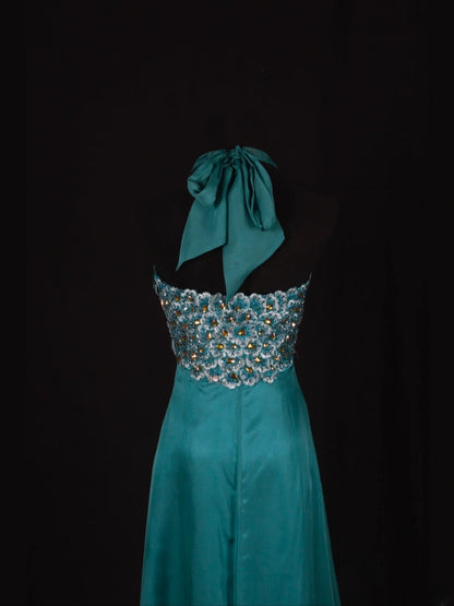 Vintage 2000s A Line Halter Chiffon Embroidery Beads Plus Size With Gem Long Prom Dresses Impress 21th Birthday Outfits Party Gown AS347