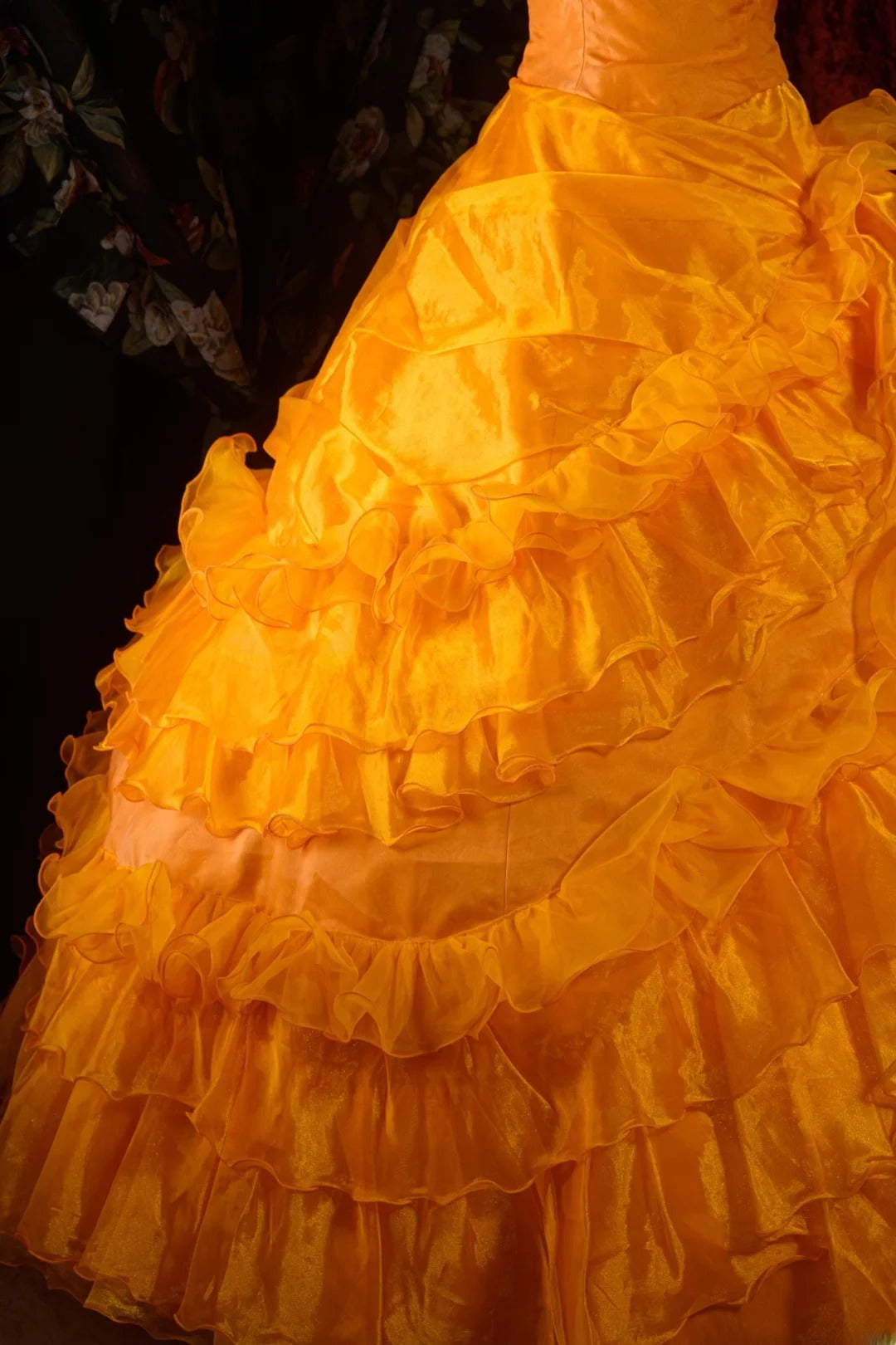 Charming Ball Gown Formal Events Strapless Orange With Folded Tiered Quince Dress Quinceanera Dresses Birthday Outfits RB8573