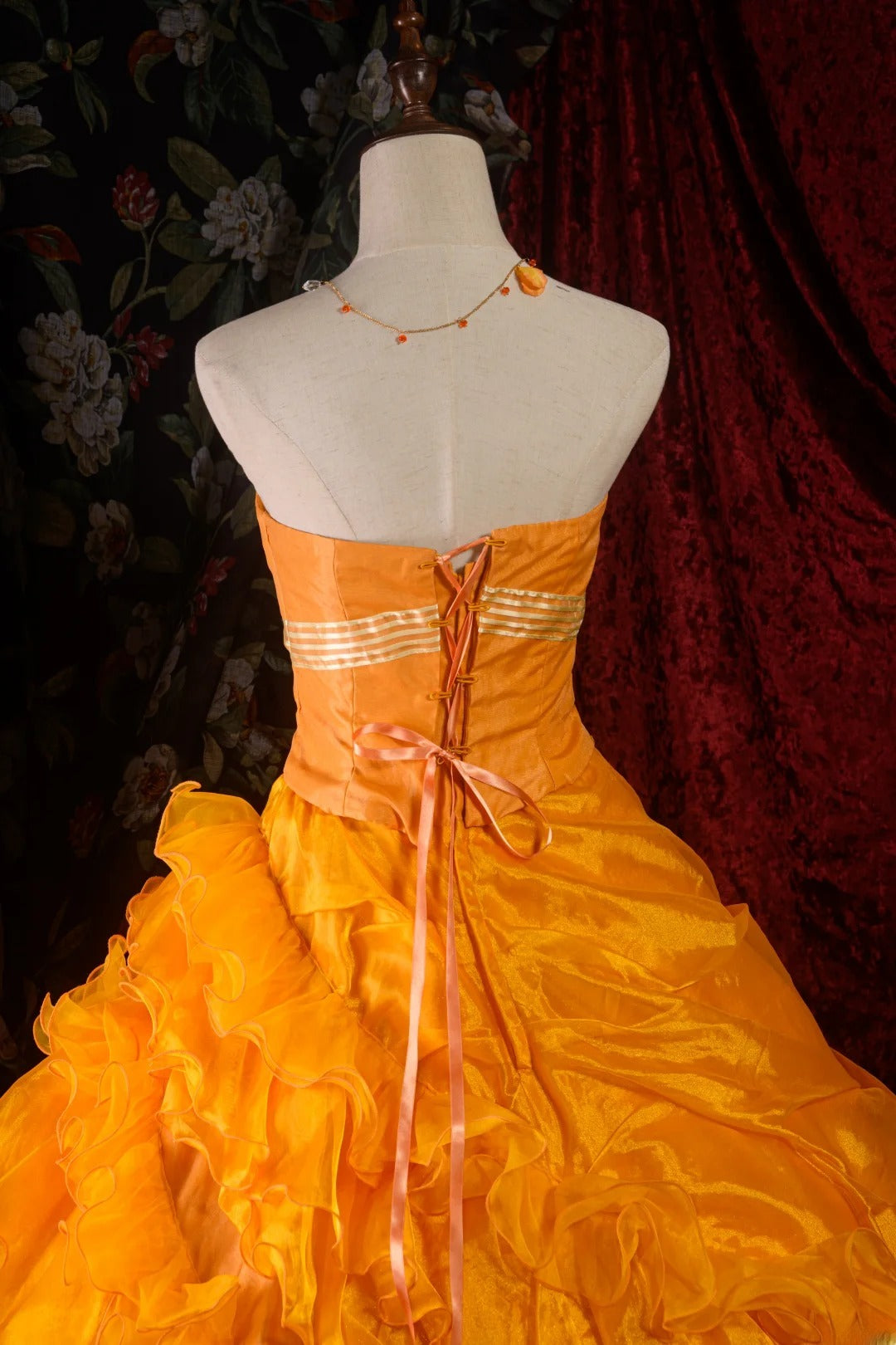Charming Ball Gown Formal Events Strapless Orange With Folded Tiered Quince Dress Quinceanera Dresses Birthday Outfits RB8573