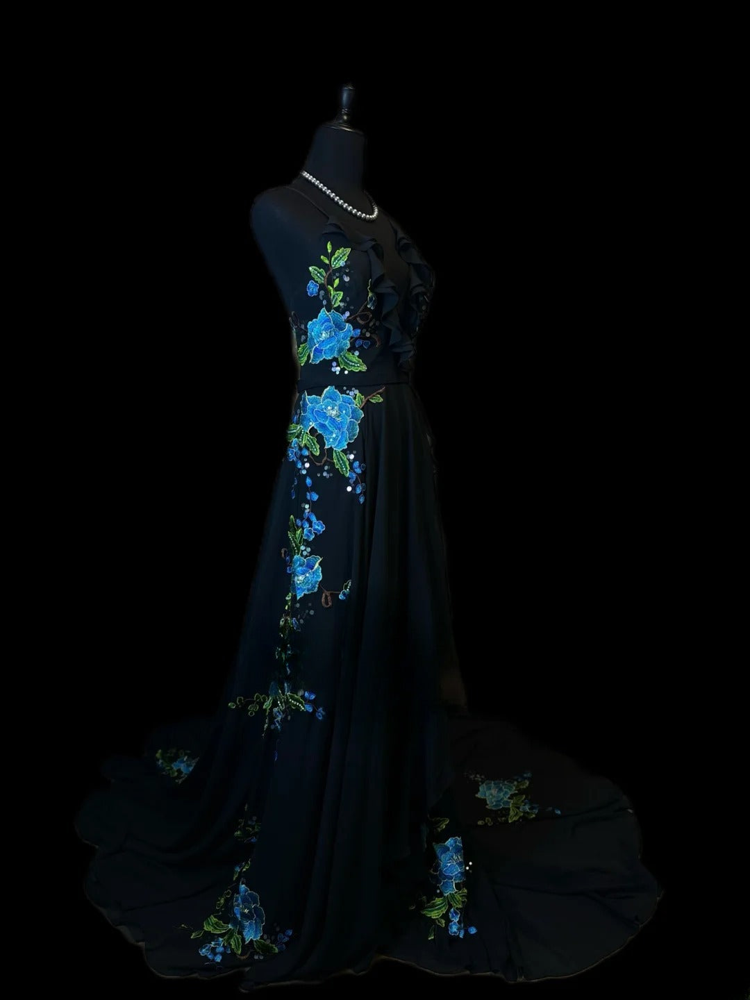 Vintage Prom Dresses A line Spaghetti Strap Navy Blue With Appliqued 1950s Retro Classy Long Party Formal Outfits RB6178