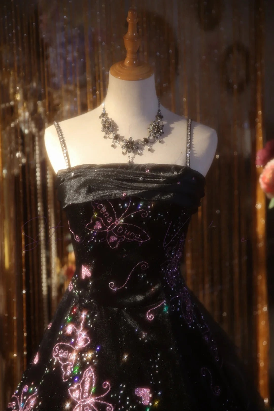 Black Sweet 16 Dress Ball Gown With Grape Butterfly Sweet Sixteen Princess Dress RB9393
