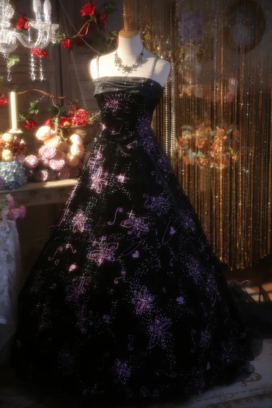 Black Sweet 16 Dress Ball Gown With Grape Butterfly Sweet Sixteen Princess Dress RB9393