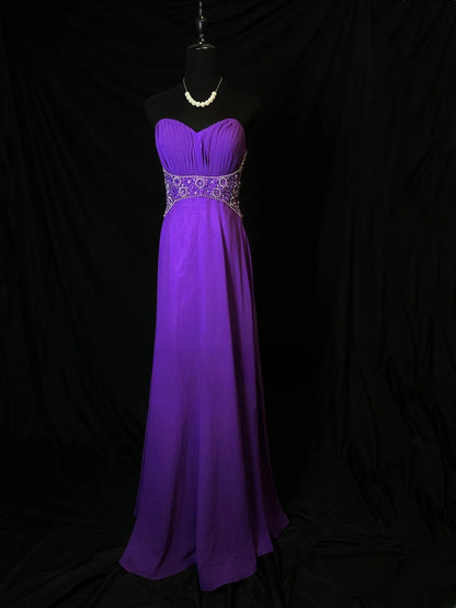 Vintage Prom Dresses A line Sweetheart Purple Chiffon With Beading 1950s Retro Classy Long Party Formal Outfits RB6179