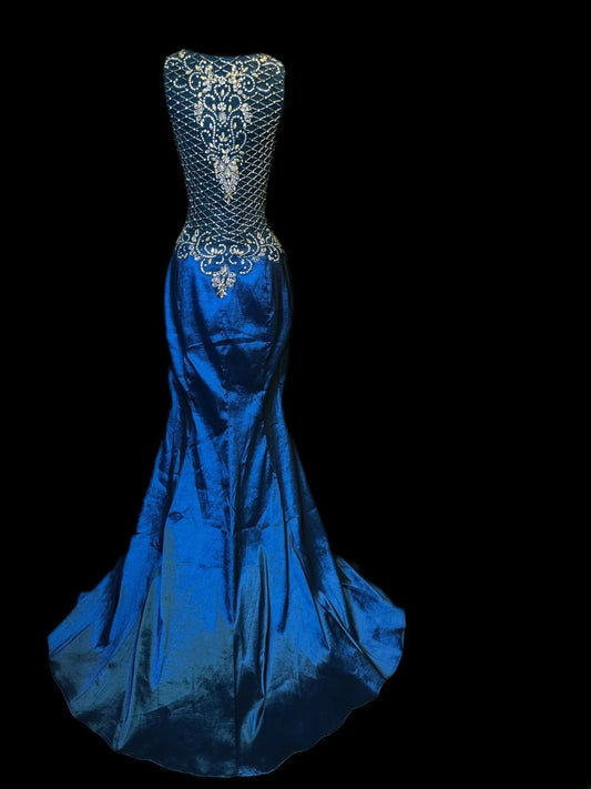 Vintage 2000s Prom Dresses Mermaid Sweetheart Navy Blue Taffeta Long Party Gown Formal Outfits RB6180